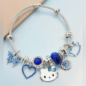 Hello Kitty Silver Charm Bracelet with Blue Accents